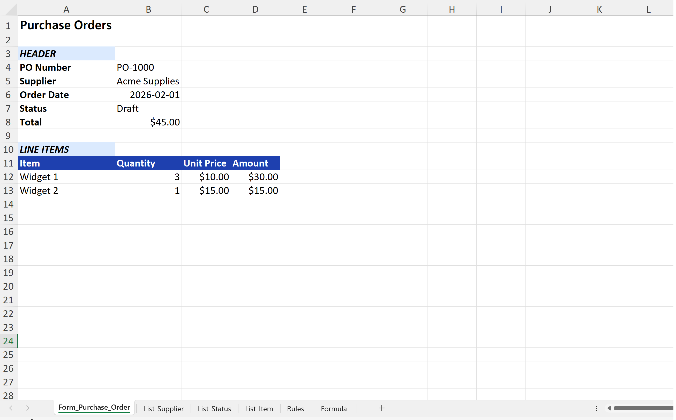 Download “‹App› Specification.xlsx” anytime, polish it in Excel, and upload it like any workbook.